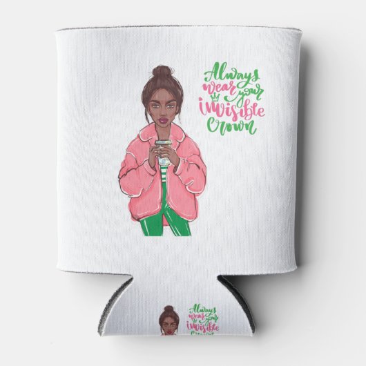 Rafraîchisseur Pour Canette Reine rose et verte (Devant)