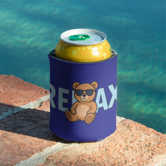 Rafraîchisseur Pour Canette Relax Teddy Bear avec lunettes de soleil Design de (Piscine in situ)