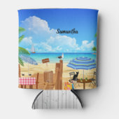 Rafraîchisseur Pour Canette Restaurant de plage d'été tropical amusant personn (Devant)