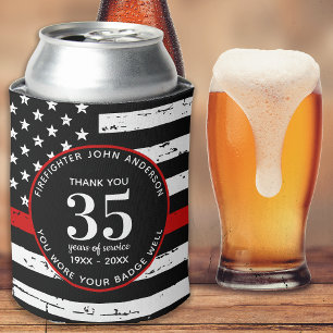 Rafraîchisseur Pour Canette Retraite de pompier Personnalisée Mince Ligne roug