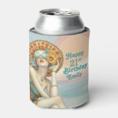 Rafraîchisseur Pour Canette Retro Beach Glam Style 21e anniversaire (Can devant)
