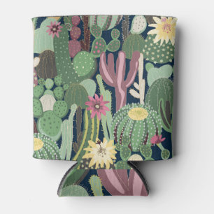 Rafraîchisseur Pour Canette Retro Cactus Design : Texture de tissu sans fil