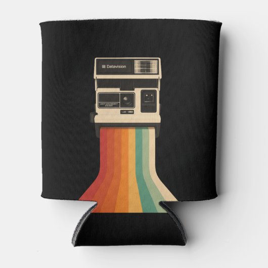 Rafraîchisseur Pour Canette Retro Camera with Rainbow Print (Devant)