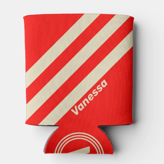 Rafraîchisseur Pour Canette Rétro Cherry Trois bandes avec nom (Dos)