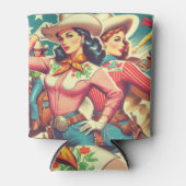 Rafraîchisseur Pour Canette Retro Cowgirls Pin-ups (Devant)