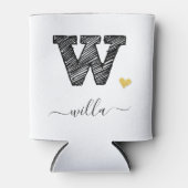 Rafraîchisseur Pour Canette Rétro Croquis Monogramme Lettre W, Pâte de refroid (Devant)