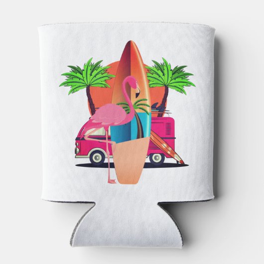 Rafraîchisseur Pour Canette Retro Flamingo Surf Scene Beach Vibes (Dos)