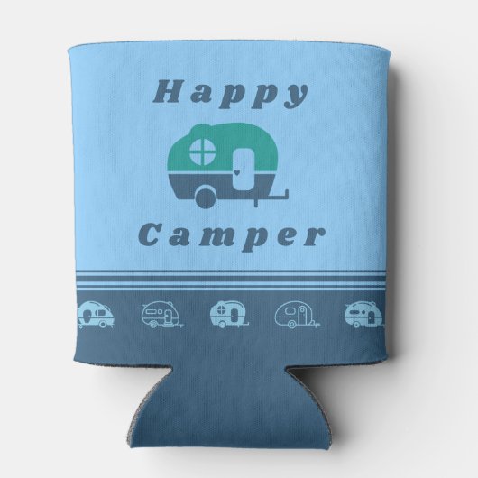 Rafraîchisseur Pour Canette Retro Happy Camper Can Cooler en bleu et Turquoise (Dos)