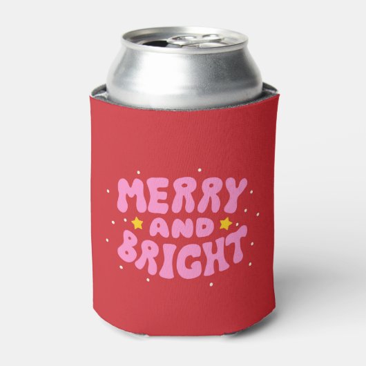 Rafraîchisseur Pour Canette Retro Merry et Bright Holiday Design (Can devant)