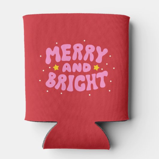 Rafraîchisseur Pour Canette Retro Merry et Bright Holiday Design (Dos)