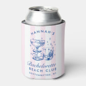 Rafraîchisseur Pour Canette Retro Modern Pink & Blue Bachelorette Weekend (Can devant)