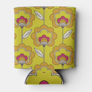 Rafraîchisseur Pour Canette Retro motif floral, design sans soudure.