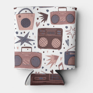 Rafraîchisseur Pour Canette Retro Music Motif Vintage sans couture.