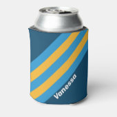 Rafraîchisseur Pour Canette Retro Navy Blue Stripes with Name (Can Dos)