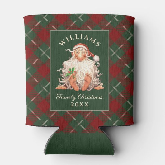 Rafraîchisseur Pour Canette Retro Père Noël Famille Noël avec nom et année (Dos)