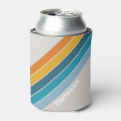 Rafraîchisseur Pour Canette Retro Rainbow Stripes with Name (Can devant)