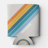 Rafraîchisseur Pour Canette Retro Rainbow Stripes with Name (Dos)