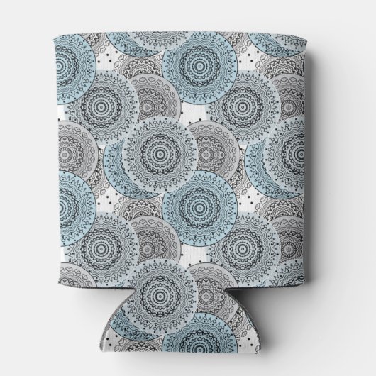 Rafraîchisseur Pour Canette Rétro, rétro motif, bleu et gris, élégant (Dos)