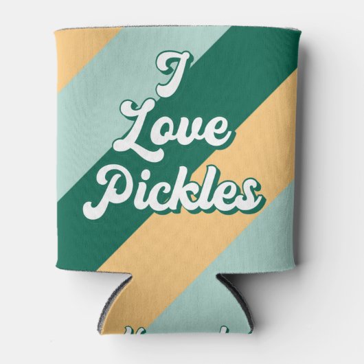 Rafraîchisseur Pour Canette Retro Striped Funny I Love Pickles Bière Peut refr (Devant)