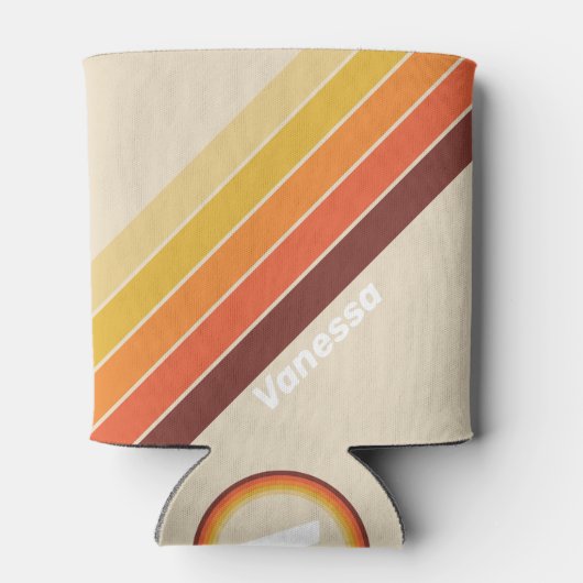 Rafraîchisseur Pour Canette Retro Stripes with Name (Dos)