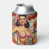 Rafraîchisseur Pour Canette Retro Summer Cocktail Girl (Can devant)