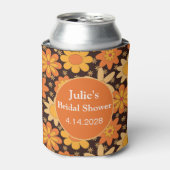 Rafraîchisseur Pour Canette Retro Super Floral Orange jaune coutume (Can devant)