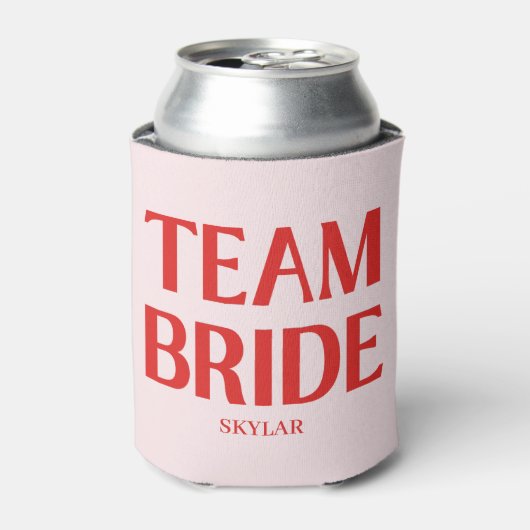 Rafraîchisseur Pour Canette Retro Team Bride Bachelorette Red Pink (Can devant)