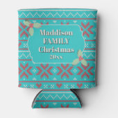 Rafraîchisseur Pour Canette Retro Ugly Christmas Sweater Blue Red Holly (Devant)