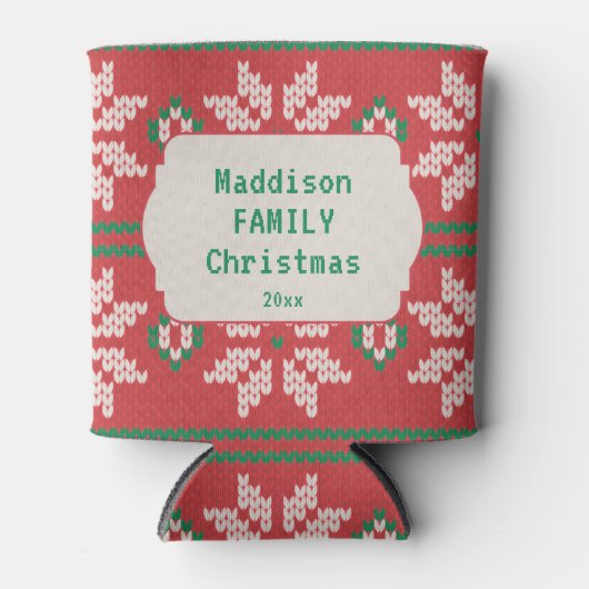 Rafraîchisseur Pour Canette Retro Ugly Christmas Sweater Nordic Red Green (Devant)