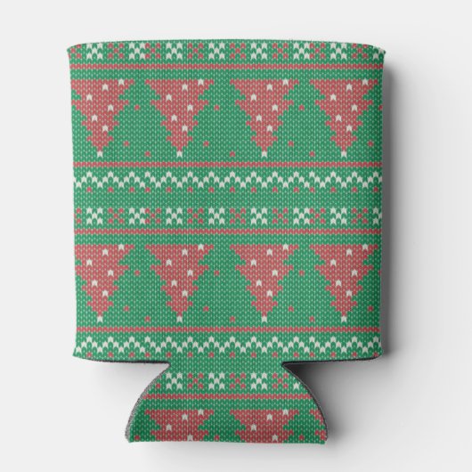 Rafraîchisseur Pour Canette Retro Ugly Christmas Sweater with Trees in Green (Dos)