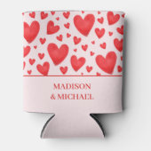 Rafraîchisseur Pour Canette Retro Valentine Hearts Wedding Red Pink (Devant)