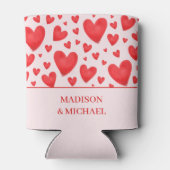 Rafraîchisseur Pour Canette Retro Valentine Hearts Wedding Red Pink (Dos)