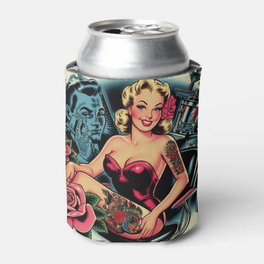 Rafraîchisseur Pour Canette Retro Vieux Tatouage de l'école (Can devant)