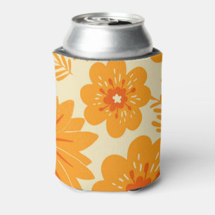 Rafraîchisseur Pour Canette Retro Vintage Orange Botanique Fleur Motif Automne