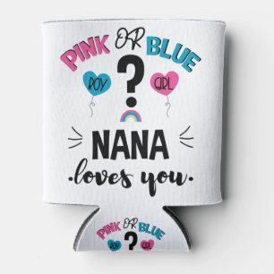 Rafraîchisseur Pour Canette Révélation du sexe du bébé Rose ou Bleu Nana t'aim