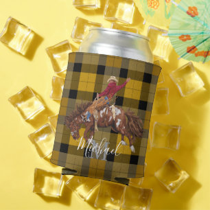 Rafraîchisseur Pour Canette Rodéo Bronco Busch Cowboy Sur Plaid