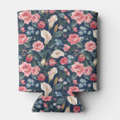 Rafraîchisseur Pour Canette Romantic Navy Blue Floral Garden Pattern (Dos)