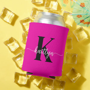 Rafraîchisseur Pour Canette Rose Chaude Monogramme Noir