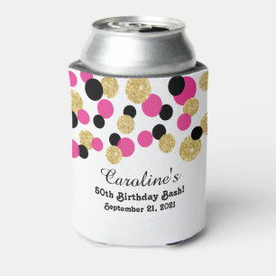Rafraîchisseur Pour Canette Rose Chaude, Noir et Paillettes d'Or Confettis   5