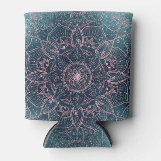 Rafraîchisseur Pour Canette Rose élégant Gold Mandala Blue Nebula Stars (Devant)
