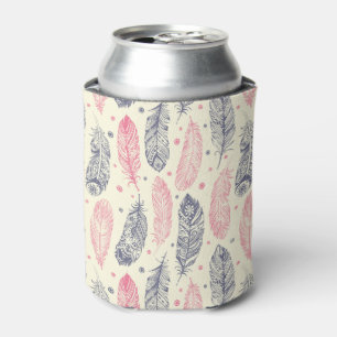 Rafraîchisseur Pour Canette Rose et motif ethnique pourpre de plume