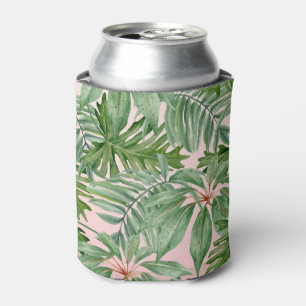 Rafraîchisseur Pour Canette Rose et motif floral tropical en feuille de