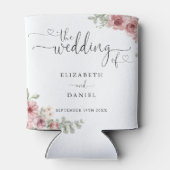 Rafraîchisseur Pour Canette Rose Floral Élégant Mariage de script de coeur (Dos)