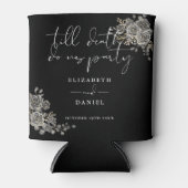 Rafraîchisseur Pour Canette Rose Floral noir et blanc Mariage gothique (Devant)