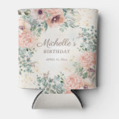 Rafraîchisseur Pour Canette Rose Floral Sage Vert Feuilles Anniversaire (Devant)