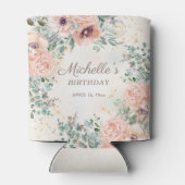 Rafraîchisseur Pour Canette Rose Floral Sage Vert Feuilles Anniversaire (Dos)