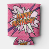 Rafraîchisseur Pour Canette Rose Fun Girly HAPPY ANNIVERSAIRE (Devant)