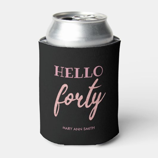Rafraîchisseur Pour Canette Rose Gold Noir "Hello Quarty" Parties scintillant (Can devant)