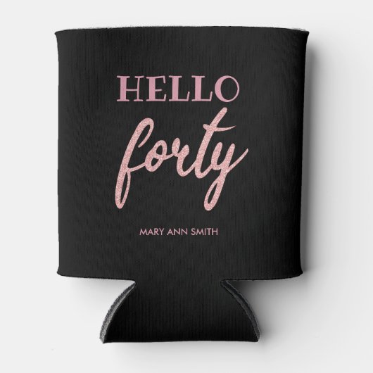 Rafraîchisseur Pour Canette Rose Gold Noir "Hello Quarty" Parties scintillant  (Devant)