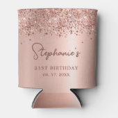 Rafraîchisseur Pour Canette Rose Gold Parties scintillant 21e anniversaire Mon (Devant)